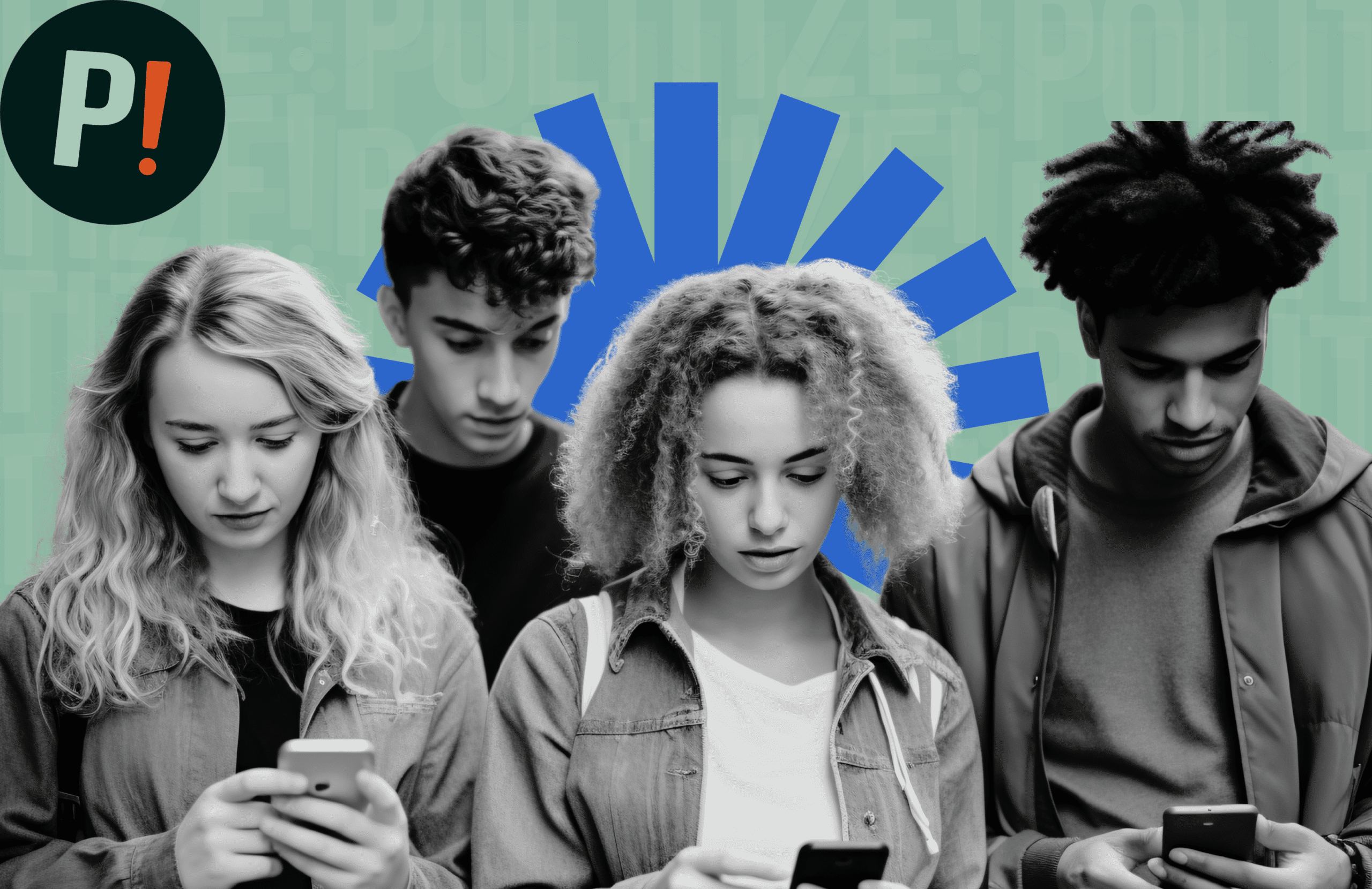 Personas mirando sus teléfonos celulares representan cómo la desinformación debilita la democracia