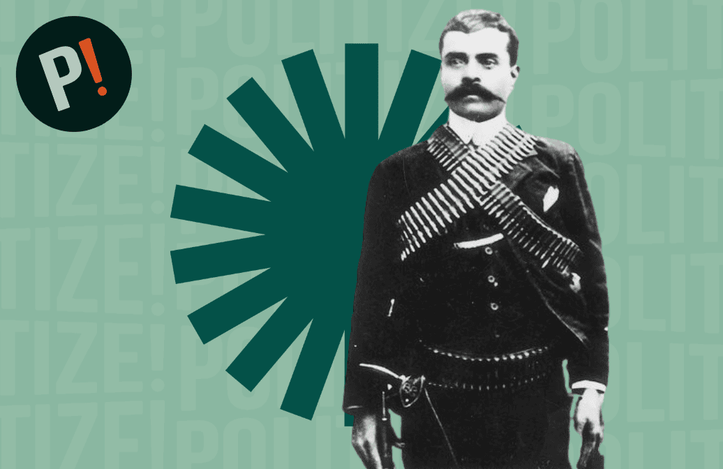 Imagem preto em branco de Emílio Zapata de terno e com bigode